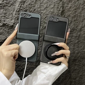 Für Samsung Galaxy Z Flip 6/5/4/3 Magnet Leder Scharnier Schutz Ständer Hülle - Bild 1 von 17