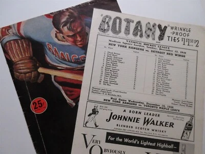 1948 New York Rangers Program w insert vs. Detroit Red Wings Dec 12 - Image 1 of 4