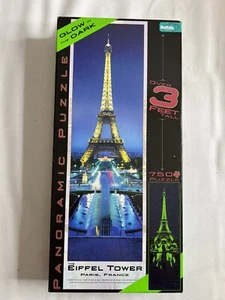 Eiffel Tower Panoramic Puzzle Glow In The Dark 750 Pieces Preowned Olympics - Picture 1 of 9