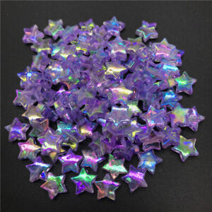 Lavender Iridescent Star Beads, Spacer Beads, Clear Beads, Kawaii Beads, Shaped 