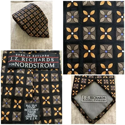 J.Z. Corbata Richards For Nordstrom toda seda floral dorada azul marrón Foto 1 de 4