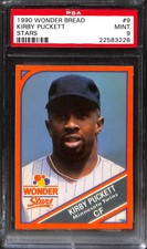 1990 WONDER BREAD #9 KIRBY PUCKETT STARS PSA 9 22583228