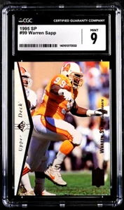 1995 SP #99 Warren Sapp Rookie RC HOF CGC 9 COME NUOVO - Tampa Bay Buccaneers - Foto 1 di 2