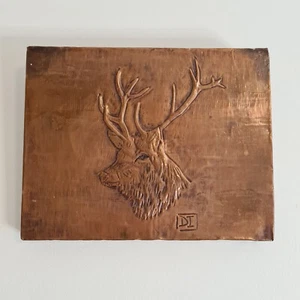 ¿Cobre de colección? Arte en metal ciervo rojo cuadro Buck cervatillo alce naturaleza salvaje caza colgante - Imagen 1 de 8