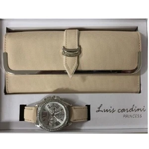 Luis Cardini Princess Cream Wallet Set with Watch - Picture 1 of 1