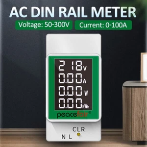 100A Voltmeter Amperemeter Spannung Hutschiene Wechselstrom Energie KWh Meter Wattmeter LCD - Bild 1 von 18