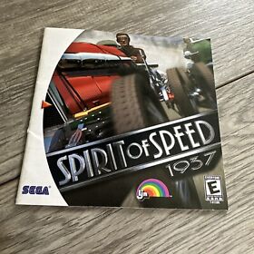 Spirit of Speed 1937 SEGA Dreamcast manual de instrucciones/tarjeta de reg solamente sin juego