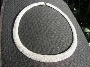 1A  925 STERLING MESH NECKLACE  CHOKER 85 GRAMS   20" L  x  1/2" W   - Picture 1 of 5