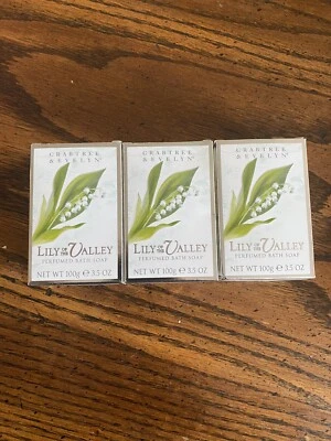 Jabón de baño perfumado 3 BARS Crabtree & Evelyn Lily of the Valley 3,5 oz cada uno Foto 1 de 4