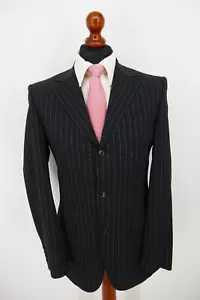 Completo Hugo Boss taglia 90 lana vergine Black Label nero righe ad ago ottime condizioni - Foto 1 di 10