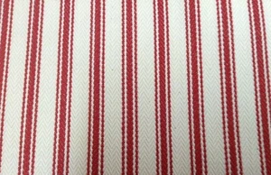 Cortina de tapicería de tela de algodón a rayas de arenque Falmouth roja blanca - Imagen 1 de 4