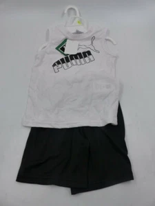 PUMA KIDS TANK TOP AND SHORTS SET IN WHITE/BLACK KIDS SIZE 4T 85811301 - Picture 1 of 3