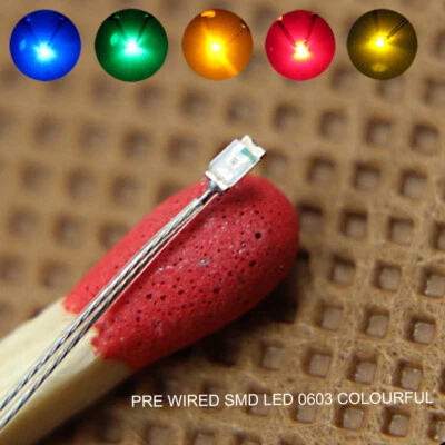20pcs Pre-wired Micro PTFE Wire SMD LED 0603 Lights Different Colors + Resistors - Image 1 of 4