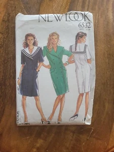 CUT Vintage New Look 6532 Size 6-18 Sailor Dress Double Breasted Coat - Picture 1 of 2