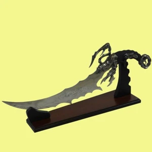 Scorpion King Knife Death Sword Etched Blade on Wood Display Stand - Picture 1 of 5