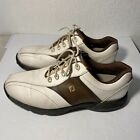 FootJoy Men’s 12 W GreenJoys Golf Shoes FlexZone Soft Cleats White Brown 45457