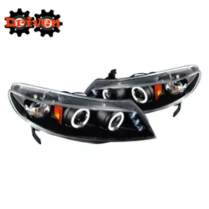 4 Dr Sedan For Honda Civic 06-11 FA Projector Halo DRL Black Housing Headlights - Foto 1 di 4