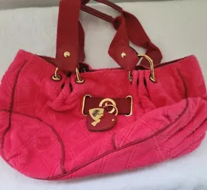 Vintage saftige Couture Märchenhandtasche rosa Krone & Herz Velours Handtasche - Bild 1 von 7