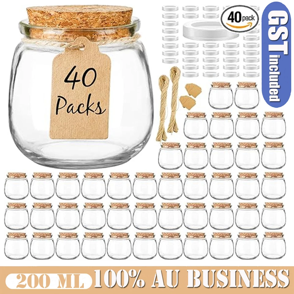 200ML Glass Favor Jar With Cork Lid DIY Wishing Wedding Decor Pudding Bottle Set - image 1 of 4