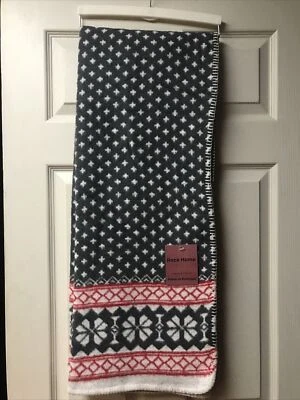 Roca Home Throw Blanket Made In Portugal Cotton Blend Nicholas Grey White 50x67 - Image 1 of 4