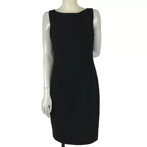Cue in the City Dress Black Size 10 Pencil Boat Neck Sleeveless Corporate - Picture 1 of 13