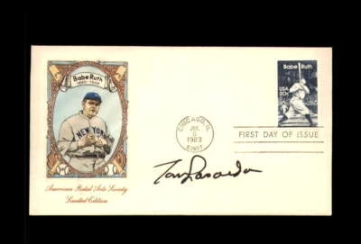 Tom Lasorda JSA Cert Signed FDC 1983 First Day Cover Cache Babe Ruth Autograph - Image 1 of 2