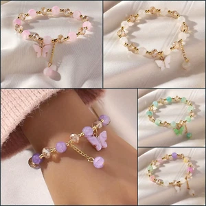 Armband Damen Perlenarmband Schmetterling Armreif Modeschmuck Gold versch. Farbe - Bild 1 von 12