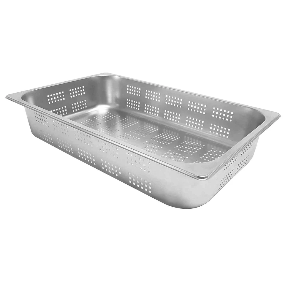 EZONE Perforated Gastronorm Pan 1/1 100mm Stainless Steel CombiOven Steamer Bain Marie
