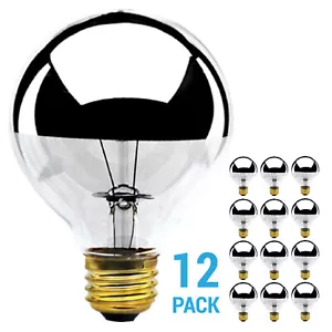 12 Pack Bulbrite 712334 Half Chrome Globe Bulbs 40W G25 Medium E26 Warm White - Picture 1 of 4