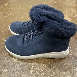 Skechers On-the-GO City Suede Ankle Boots - Navy Blue Womens Size 7 - Picture 1 of 10