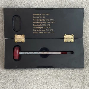 Wine Thermometer in Wooden Case by Vintage Wine Gifts - Some Damage to Case - Picture 1 of 18