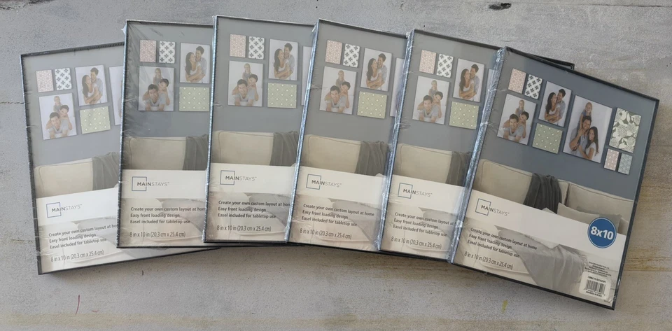 Lote de 6 marcos de fotos de exhibición de decoración de pared negros Mainstays 8X10  Foto 1 de 2