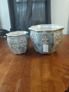 Galt International Porzellan Keramik Übertopf Topf, 2er Set - Bild 1 von 5