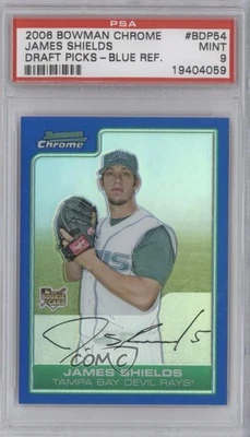 Bowman Draft 2006 cromo refractor azul/199 James Shields PSA 9 como nuevo novato radiocontrol Foto 1 de 2