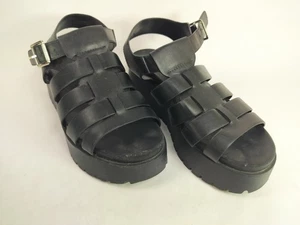 Vintage Kassie Daniella Damen-Sandalen 8 schwarz Riemchen Plateau klobiger Absatz - Bild 1 von 10