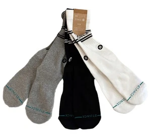 3 Pairs Stance Casual Crew Socks - Black, White & Gray - Mens Large ( 9-13 ) NWT - Picture 1 of 2