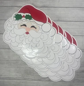 Vintage Vinyl Santa Face Placemats 7 Christmas Decor kitsch style NEW *Read* - Picture 1 of 24