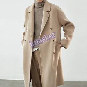 Gabardina de invierno para hombre de cachemir de doble botonadura de longitud media chaquetas de lana cálidas - Imagen 1 de 25