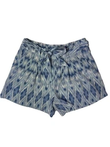 Joie 100% Silk Ikat Print Tie Waist Shorts Blue White Pockets Size 2 - Picture 1 of 7