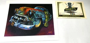 Doug Horne Swamp Fire Lounge "It's Alive" 10/25 Frankenstein Hot Rod Print COA - Bild 1 von 6