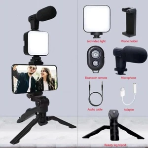 for Smartphone Vlogging Kit iPhone/Android w/ Light &Microphone &Tripod & Holder - Picture 1 of 10