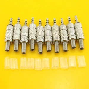 10 pz Sliver Metal 3,5 mm 1/8" cuffie connettore stereo jack spina audio maschio - Foto 1 di 7
