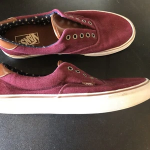 VANS Shoes Burgundy Maroon Textured Canvas Leather & Corduroy M Size 9.5, W 11 - Picture 1 of 5