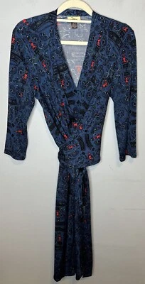 Issa London Wrap Dress Size US 4 Blue Long Sleeve V Neck 100% Silk Small - Image 1 of 4