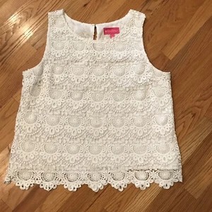 Blusa de Verano Lilly Pulitzer Crochet Ojales Floral Forrada Sin Mangas XXL - Imagen 1 de 8