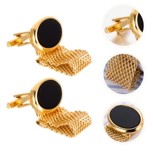 2 Pcs Golden Oval Cufflinks Suit Jacket Buttons for Clothing Crafts - Picture 1 of 12