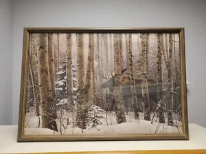 VNTG! A Walk in the Woods by Stephen Lyman Fine Wildlife Moose Picture 38 x 26!  - Picture 1 of 13