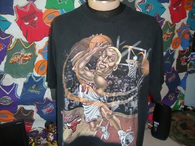 Camiseta vintage años 90 Chicago Bulls Dennis Rodman caricatura 2XL  Foto 1 de 3