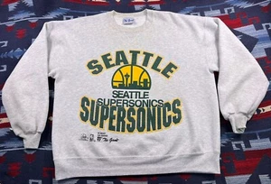 Seattle Sonics Sweatshirt Mens XL Supersonics Vtg 90s Crewneck The Game USA Made - Picture 1 of 13