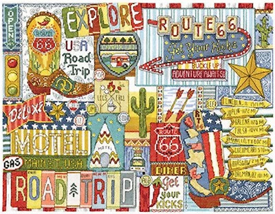 Kit de punto de cruz contado ~ Design Works Route 66 Road Trip Sampler #DW3447 Foto 1 de 4
